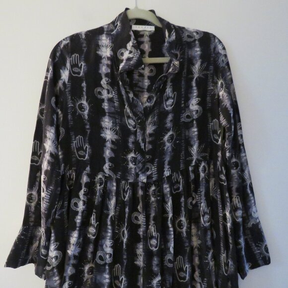 SANDRO Protect 100% Silk Tarot Astrology Zodiac Celestial Shirt Dress Size US 6 - Picture 3 of 15